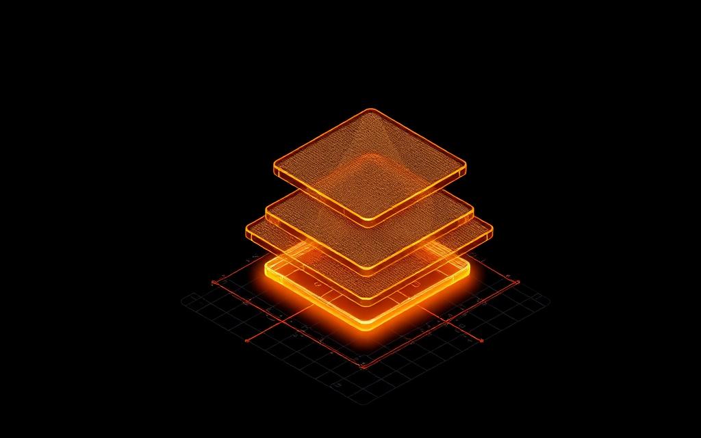 Isometric illustration of stacked dedicated client outbound platforms